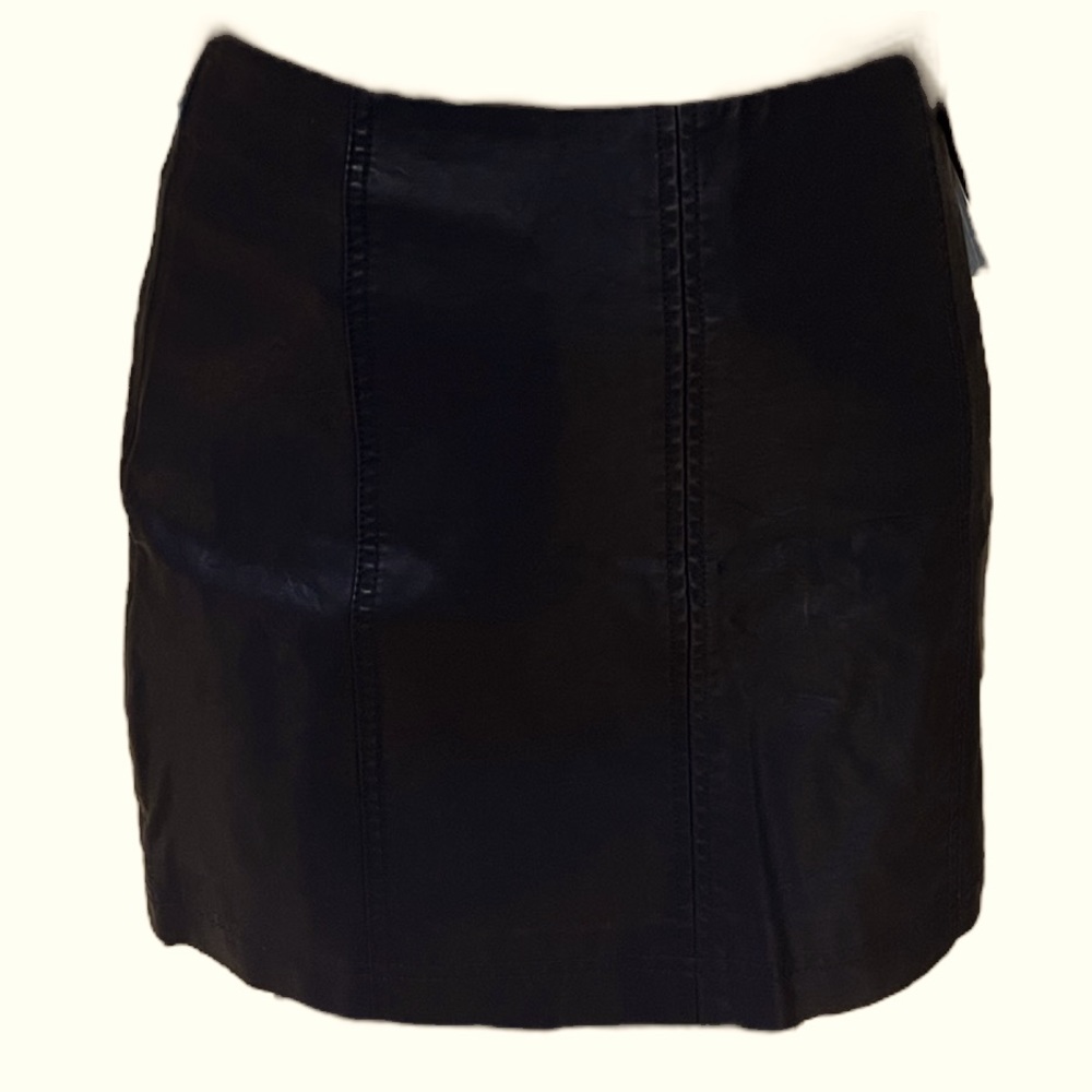 Free People black vegan leather skirt